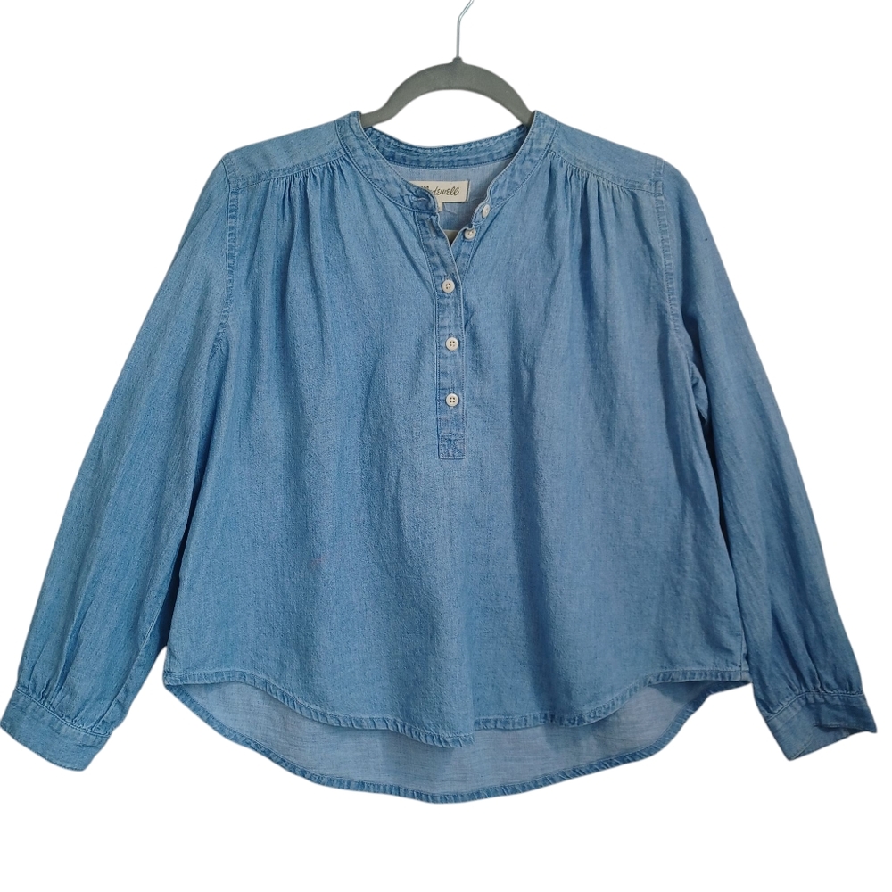 Madewell Chambray Denim Shirt Blouse Emmie Blue Wash Womens Small